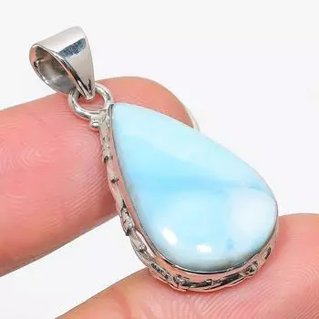 Подвеска из чистого серебра 925 пробы с драгоценным камнем Ларимар Natural Republic, размер 1,50 дюйма, v2O47
