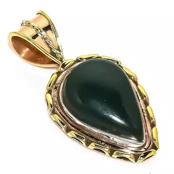 Подвеска из чистого серебра 925 пробы с натуральным кровавым камнем TwoTone 1,50 дюйма c7l58