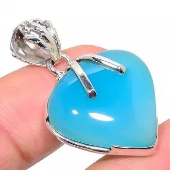 Подвеска из чистого серебра 925 пробы с натуральным аква-халцедоном 1,50 дюйма S5W78