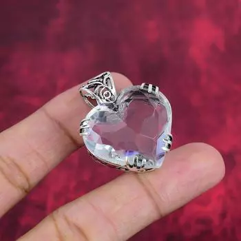 Подвеска из чистого серебра 925 пробы с белым топазом, подвеска из драгоценных камней ручной работы на День памяти 1.42 Inches белый