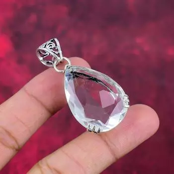Подвеска из чистого серебра 925 пробы с белым топазом, подвеска из драгоценных камней ручной работы на День памяти 2.08 Inches белый