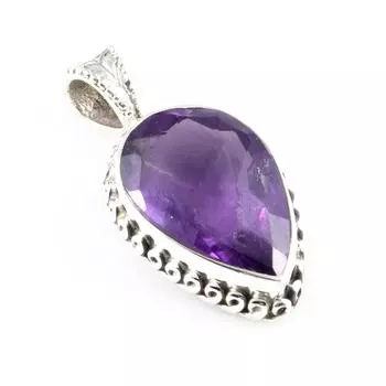Подвеска из чистого серебра 925 пробы с натуральным африканским аметистом 1,2 дюйма r0Q17