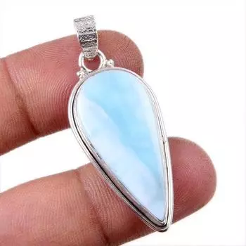 Подвеска из чистого серебра 925 пробы с драгоценным камнем Ларимар Natural Republic, размер 1,75 дюйма, v9c57