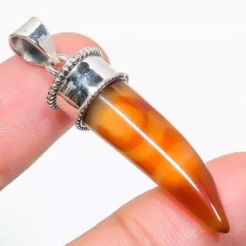 Подвеска из чистого серебра 925 пробы с натуральным сердоликом ручной работы 2 дюйма Q0f60