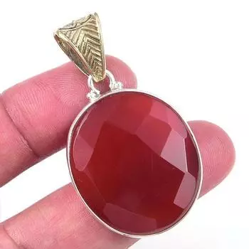 Подвеска из чистого серебра 925 пробы с натуральным сердоликом ручной работы 1,75 дюйма q9t01