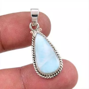 Подвеска из чистого серебра 925 пробы с драгоценным камнем Natural Republic Ларимар ручной работы 1,50 дюйма c8z32