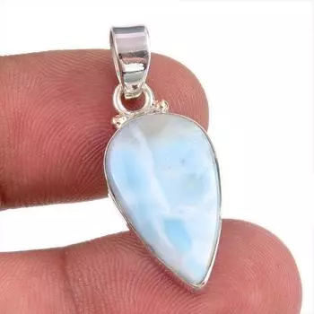 Подвеска из чистого серебра 925 пробы с драгоценным камнем Natural Republic Ларимар 1,25 дюйма s7Q07