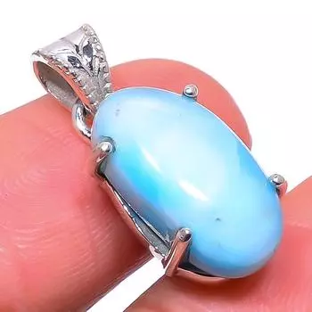 Подвеска из чистого серебра 925 пробы с драгоценным камнем Natural Republic Larimar, размер 1,02 дюйма, o7j60