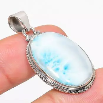 Подвеска из чистого серебра 925 пробы с драгоценным камнем Ларимар Natural Republic, размер 1,75 дюйма, Y1t25