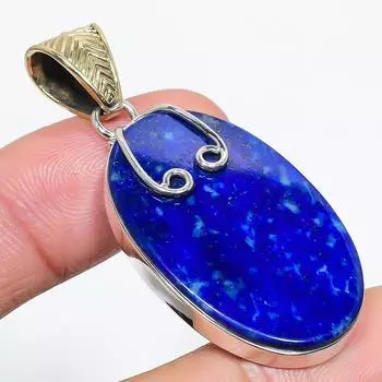 Подвеска из чистого серебра 925 пробы с натуральным лазуритом ручной работы 2 дюйма R1P96