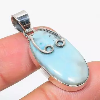 Подвеска из чистого серебра 925 пробы с драгоценным камнем Natural Republic Larimar, размер 1,75 дюйма m5b59