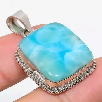 Подвеска из чистого серебра 925 пробы с драгоценным камнем Natural Republic Ларимар 1,75 дюйма q5n21