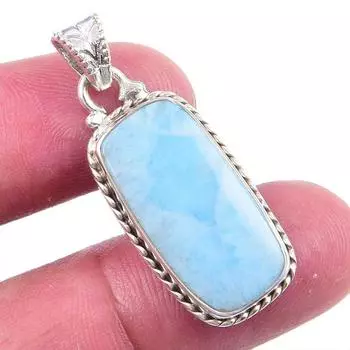 Подвеска из чистого серебра 925 пробы с драгоценным камнем Natural Republic Ларимар 1,50 дюйма b4V35