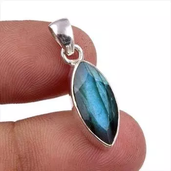 Подвеска из чистого серебра 925 пробы с натуральным лабрадоритом ручной работы 1 дюйм s3o72