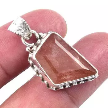 Подвеска из чистого серебра 925 пробы с кварцем и натуральными ангельскими волосами 1,25 дюйма g8P81