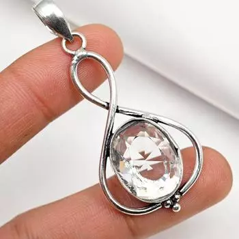 Подвеска из чистого серебра 925 пробы с белым топазом, подвеска из драгоценных камней ручной работы на День памяти 2.48 Inches белый