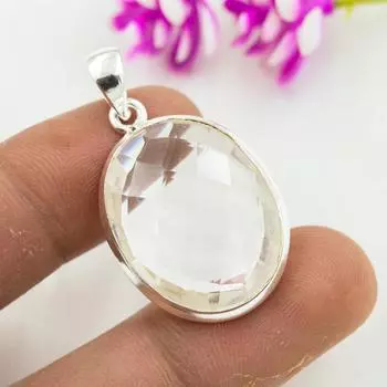 Подвеска из чистого серебра 925 пробы с белым топазом, подвеска из драгоценных камней ручной работы на День памяти 1.53 Inches белый