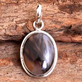 Подвеска из чистого серебра 925 пробы с драгоценным камнем Монтана Агат