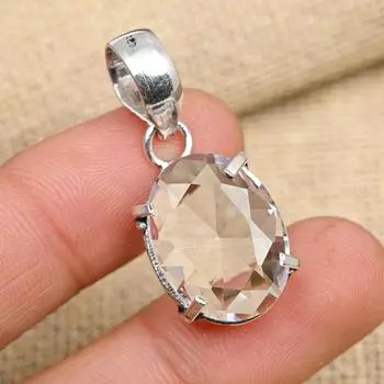 Подвеска из чистого серебра 925 пробы с белым топазом ручной работы для нее