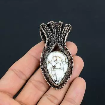 Подвеска из чистой медной проволоки ручной работы с драгоценным камнем дикой лошади для свадебного подарка 2.76 Inches белый