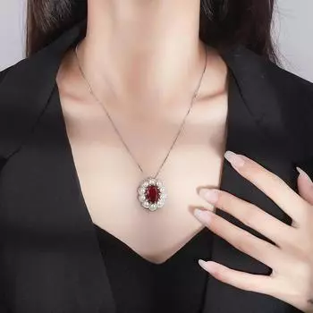 Подвеска из цветного циркона, ожерелье из красного циркона, розового циркона, голубого циркона.