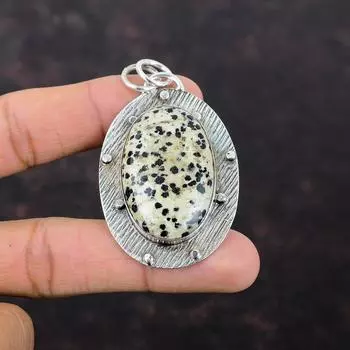 Подвеска из далматинской яшмы, ювелирные изделия из драгоценных камней, подвеска из стерлингового серебра 925 пробы, ювелирные изделия ручной работы в стиле бохо, уникальный кулон, подарок на помолвку для невесты