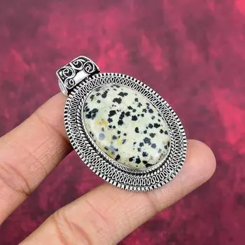 Подвеска из далматинской яшмы, ювелирные изделия ручной работы с драгоценными камнями, ювелирные изделия с подвеской из цельного серебра 925 пробы, абсолютно новые подарки с подвеской для мамы 2.20 Inches жёлтый