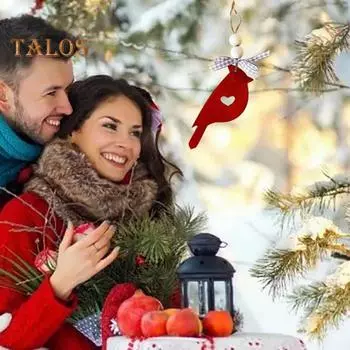 Подвеска из дерева «Красная птица», подвесное украшение «Птица удачи», многоразовое украшение «Красная птица» с вырезанным сердцем, подарок на День святого Валентина для него или для нее 1pc красный