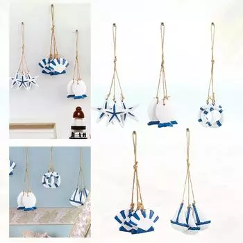 Подвеска из дерева в морском стиле, в виде морского ветра, в виде маленькой рыбки, инновационный аксессуар, настенное украшение для дома, в виде колокольчиков