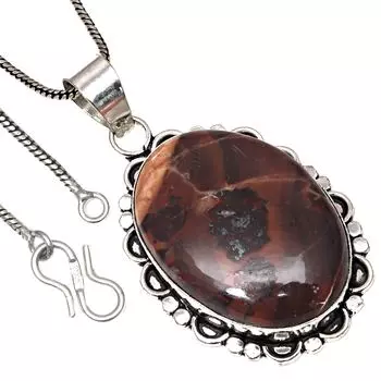 Подвеска из дизайнерского яшмового камня, подарочное серебряное украшение на День святого Валентина 2,25 дюйма