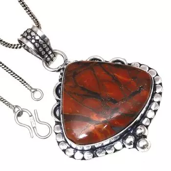 Подвеска из дизайнерского яшмового камня, подарочное серебряное украшение на День святого Валентина 2,25 дюйма