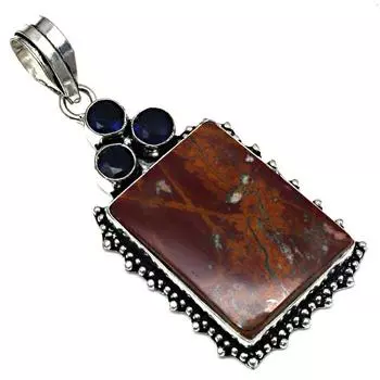 Подвеска из дизайнерского яшмового камня, ручная работа, серебряное украшение ко Дню матери, 2,5 дюйма