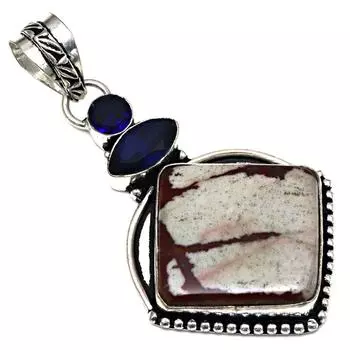 Подвеска из дизайнерского яшмового камня, ручная работа, серебряное украшение ко Дню матери, 2,5 дюйма