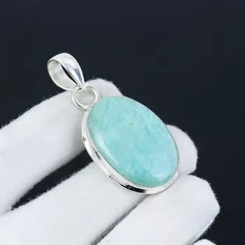 Подвеска из драгоценного камня амазонит, натуральный драгоценный камень амазонит, ручная работа, серебряный амазонит 925 пробы, подвеска для женщин, подарочный кулон 5.5 Cm. зелёный