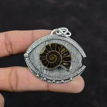Подвеска из драгоценного камня аммонит, серебряная подвеска 925 пробы, достойная подвеска, ювелирные изделия из аммонита ручной работы, подвеска для женщин, подарки на годовщину