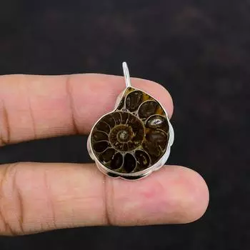Подвеска из драгоценного камня аммонита, уникальный дизайн, подвеска из стерлингового серебра 925 пробы, подвеска из драгоценного камня аммонита, ювелирные изделия ручной работы, подарки для матери