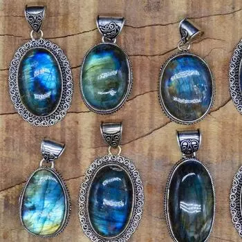 Подвеска из драгоценного камня Blue Fire Labradorite, посеребренные дизайнерские подвески, оптовая продажа подвесок для женщин, ожерелье с подвеской из кристалла лабрадорита free Size синий