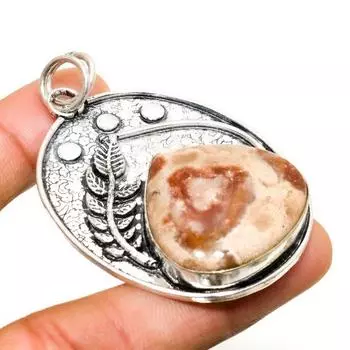 Подвеска из драгоценного камня боксит, ручная работа, посеребренная 925 пробы, 2,27 дюйма 2.27 коричневый