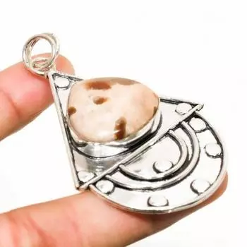 Подвеска из драгоценного камня боксит, ручная работа, посеребренная 925 пробы, 2,65 дюйма 2.65 коричневый