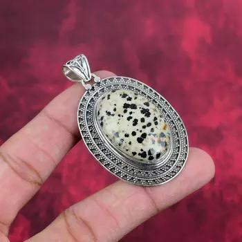 Подвеска из драгоценного камня Далмации ручной работы, подвеска из стерлингового серебра 925 пробы, уникальный дизайн ювелирных изделий, для женщин 1.50 Inches жёлтый