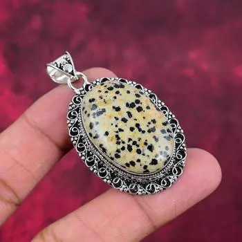 Подвеска из драгоценного камня Далмации ручной работы, подвеска из стерлингового серебра 925 пробы, уникальный дизайн ювелирных изделий, для женщин 2.20 Inches жёлтый