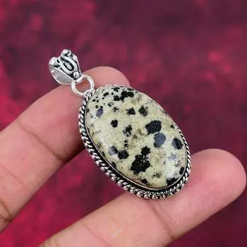 Подвеска из драгоценного камня Далмации ручной работы, подвеска из стерлингового серебра 925 пробы, уникальный дизайн ювелирных изделий, для женщин 2.12 Inches жёлтый