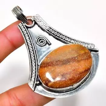 Подвеска из драгоценного камня «Глаз призрака» из яшмы с серебряным покрытием 925 пробы, ручная работа, 2,65 дюйма 2.65 розовый