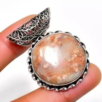 Подвеска из драгоценного камня «Глаз призрака» из яшмы с серебряным покрытием 925 пробы, ручная работа, 1,51 дюйма 1.51 розовый