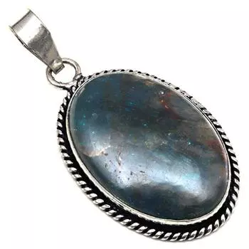 Подвеска из драгоценного камня хризоколла, подарок ручной работы для нее, серебряное украшение 2 дюйма