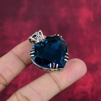 Подвеска из драгоценного камня индиколита, подвеска из стерлингового серебра 925 пробы, антикварные ювелирные изделия ручной работы, подарок на День матери 1.42 Inches синий