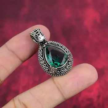 Подвеска из драгоценного камня индиколита, подвеска из стерлингового серебра 925 пробы, антикварные ювелирные изделия ручной работы, подарок на День матери 1.50 Inches синий