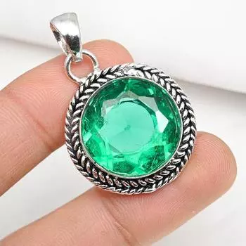 Подвеска из драгоценного камня индиколита, подвеска из стерлингового серебра 925 пробы, антикварные ювелирные изделия ручной работы, подарок на День матери 1.69 Inches зелёный