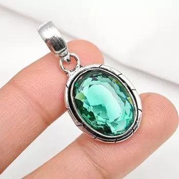 Подвеска из драгоценного камня индиколита, подвеска из стерлингового серебра 925 пробы, антикварные ювелирные изделия ручной работы, подарок на День матери 1.69 Inches синий