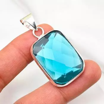 Подвеска из драгоценного камня индиколита, подвеска из стерлингового серебра 925 пробы, антикварные ювелирные изделия ручной работы, подарок на День матери 1.96 Inches синий